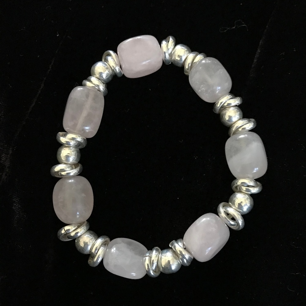 Silpada rose quartz and silver bracelet